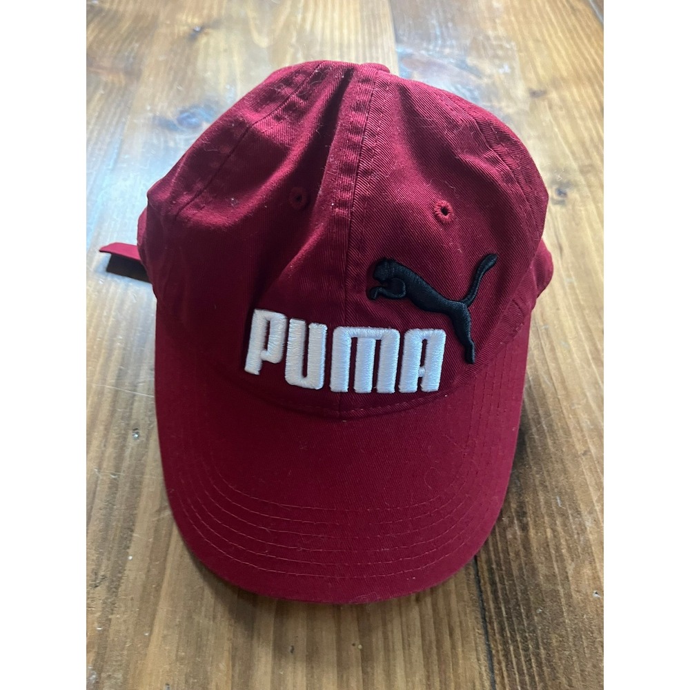 Puma Baseball Cap Adjustable Hat Burgundy Red Embroidered Logo 021309